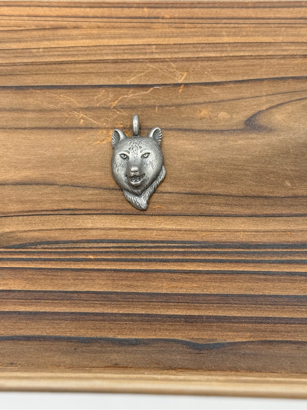 Silvertone Pewter Wolf Head Pendant